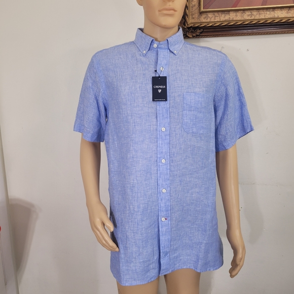 Cremieux 38 Linen Shirt Men’s Large Short Sleeve B - Picture 2 of 8
